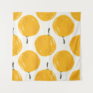 Watercolor oranges fruit hand painted illustration tapestry