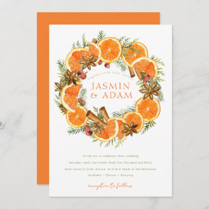 Watercolor Oranges Mediterranean Citrus Wedding Invitation