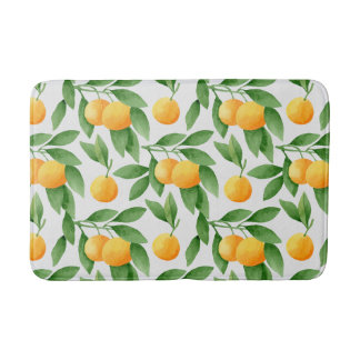 Watercolor oranges or tangerines pattern bath mat