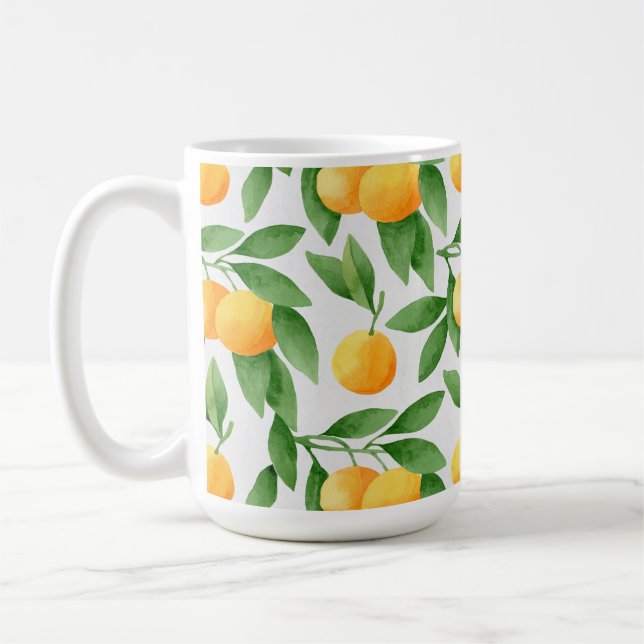 Watercolor oranges or tangerines pattern coffee mug (Left)
