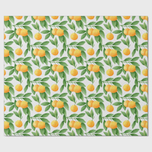 Watercolor oranges or tangerines pattern wrapping paper