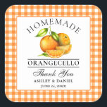 Watercolor Oranges Orangecello Wedding Thank You Square Sticker<br><div class="desc">Elegant Watercolor Oranges Homemade Orangecello Wedding Thank You Stickers - Rustic Orange Gingham Plaid</div>
