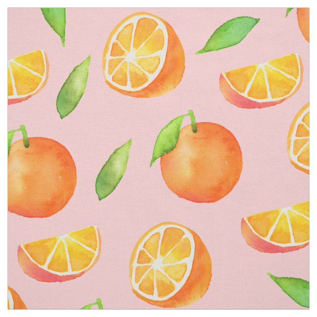 Watercolor Oranges Pattern Fabric (Swatch)