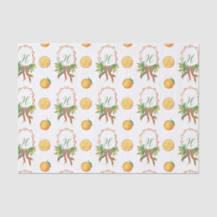 Watercolor Oranges Plaid Bow Christmas Monogram Tissue Paper