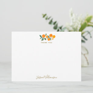 Watercolor Oranges Rustic Bridal Shower Custom Thank You Card