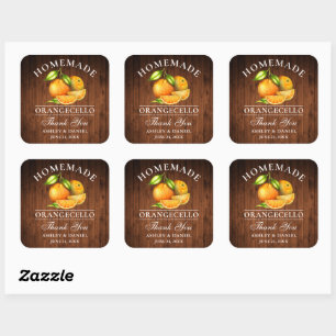 Watercolor Oranges Wood Orangecello Wedding Square Sticker