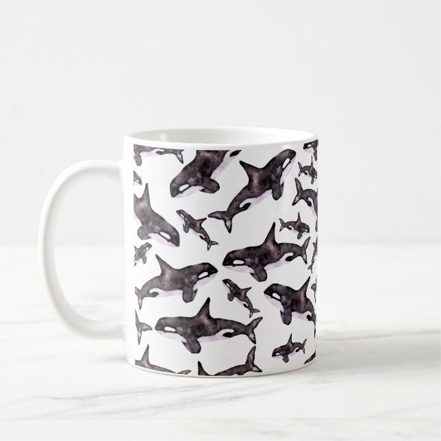 Watercolor Orca Coffee Mug (Left)