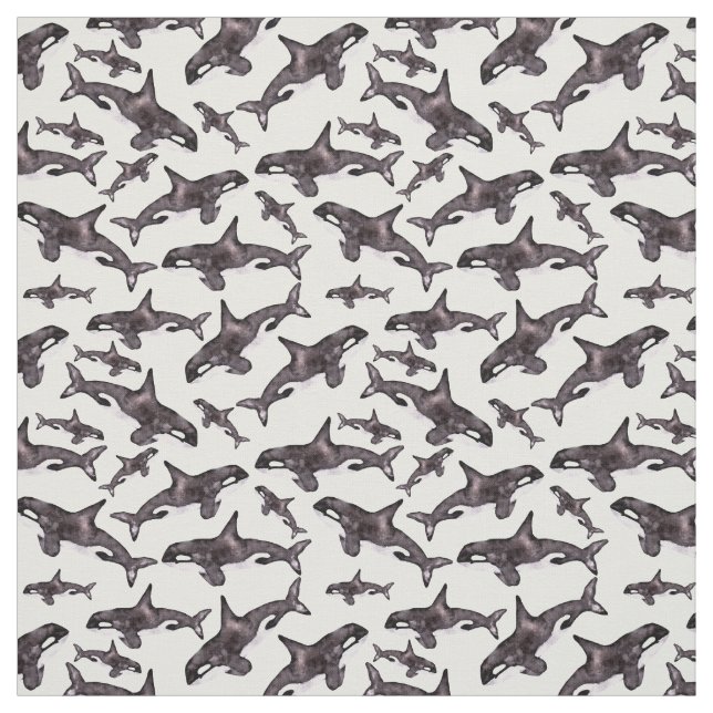 Watercolor Orca Fabric (Swatch)