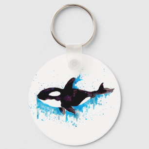 Watercolor Orca Key Ring