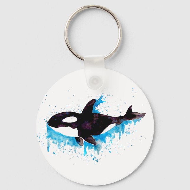 Watercolor Orca Key Ring (Front)