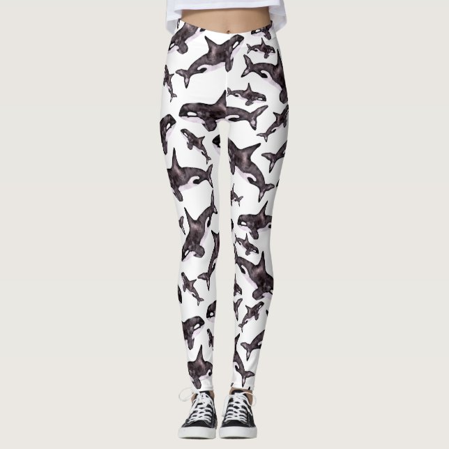 Watercolor Orca Leggings (Front)