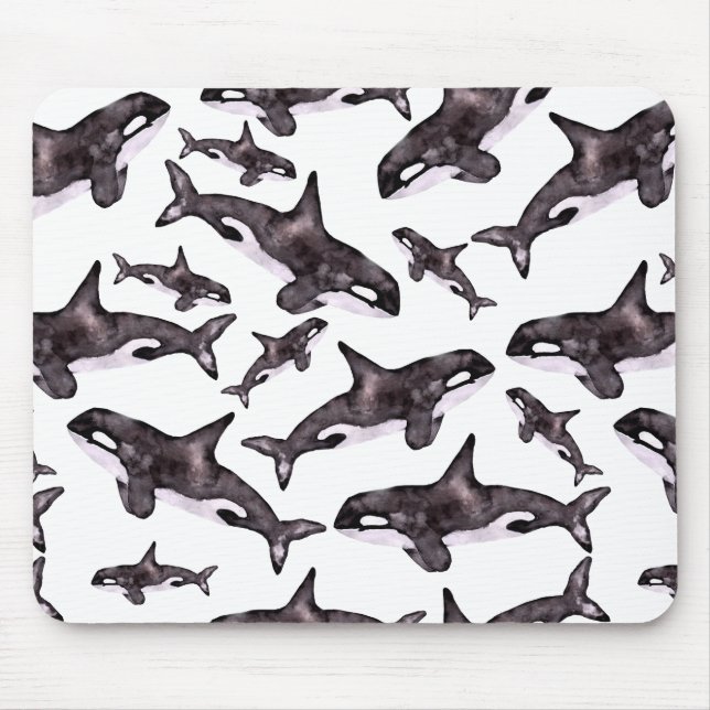 Watercolor Orca Mouse Mat (Front)