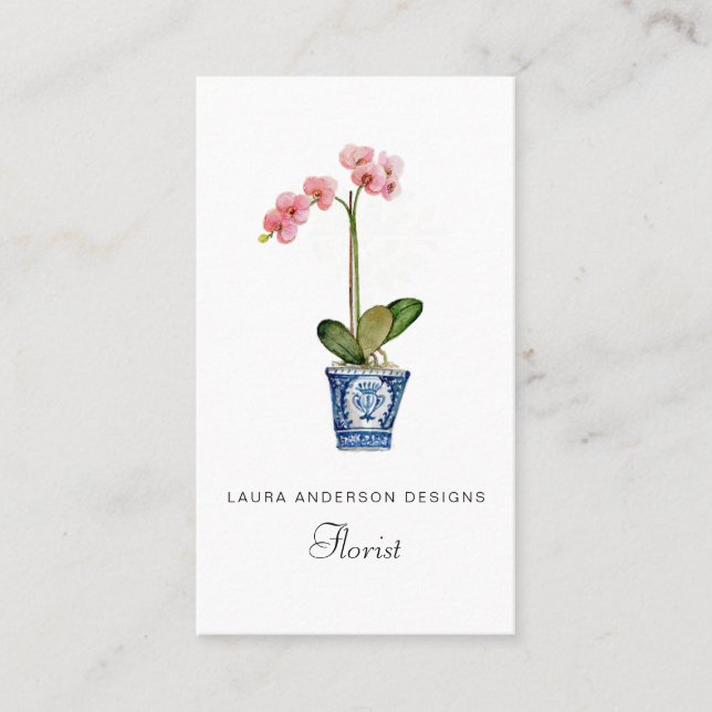  Watercolor orchid flower Florist  Business Card (Front)