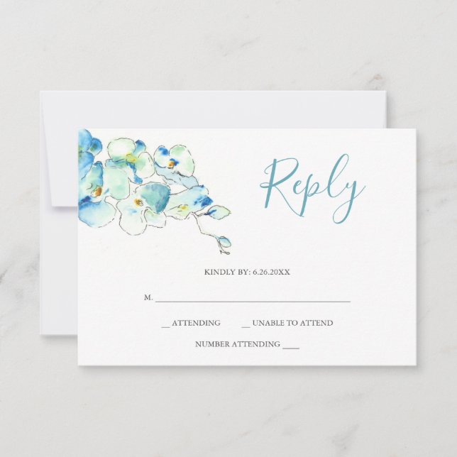 Watercolor Orchid Flower Reply RSVP Cards (Front)