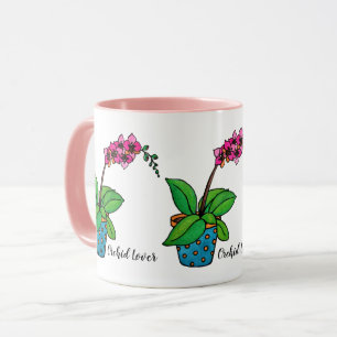 Watercolor Orchid Plant In Beautiful Pot Mug