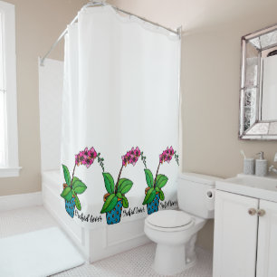 Watercolor Orchid Plant In Beautiful Pot Shower Curtain