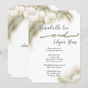 Watercolor Orchid Spray Wedding Invitation