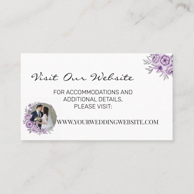 Watercolor orchid wedding website Insert card (Front)