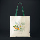 Watercolor Orchids and Kumquats Bridesmaid Tote Bag<br><div class="desc">Whimsical and elegant floral tote bag featuring watercolor bouquet of orchids,  greenery and kumquats. Personalise by adding names or short phrase. This orchid tote bag will be perfect as a personalised gift.</div>