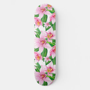 Watercolor Orchids Design 12 Skateboard