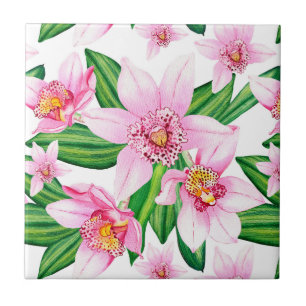 Watercolor Orchids Design 12  Tile