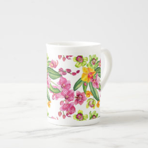 Watercolor Orchids Design 18 Bone China Mug