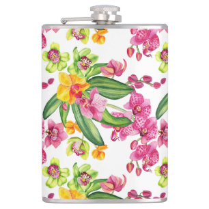 Watercolor Orchids Design 18  Hip Flask