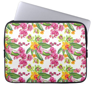 Watercolor Orchids Design 18 Laptop Sleeve