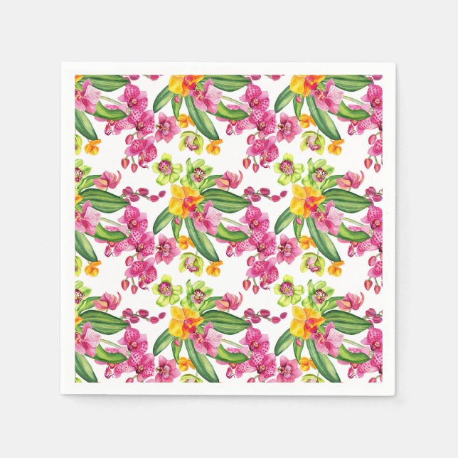 Watercolor Orchids Design 18    Napkin (Front)