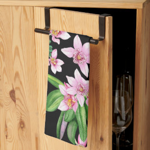 Watercolor Orchids Design 27 Tea Towel