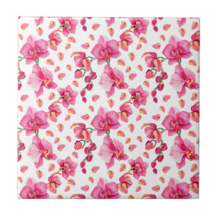 Watercolor Orchids Design 2  Tile