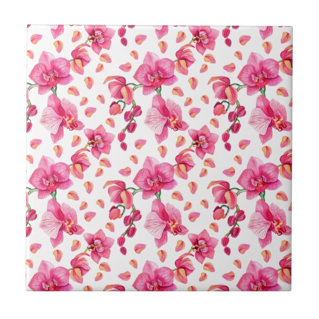 Watercolor Orchids Design 2  Tile (Front)