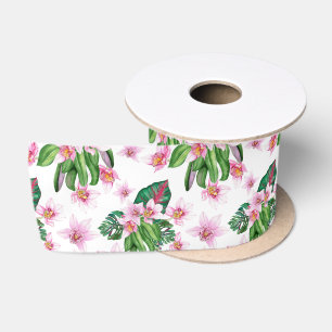 Watercolor Orchids Design 30   Satin Ribbon