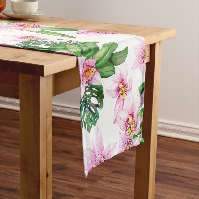 Watercolor Orchids Design 30  Short Table Runner (In Situ)