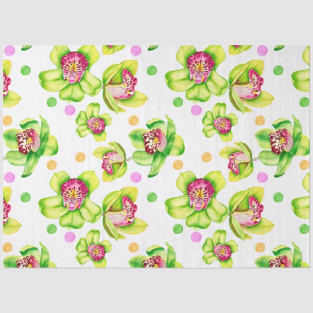 Watercolor Orchids Design 7 Tissue Paper (Front)