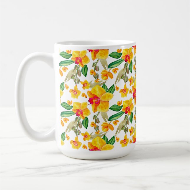 Watercolor Orchids Design 9  Coffee Mug (Left)