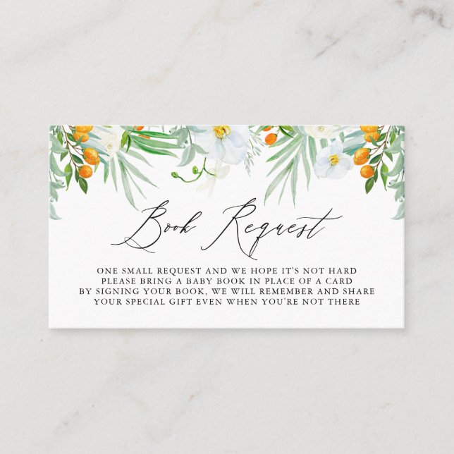 Watercolor Orchids & Kumquats Book Reuqest Card (Front)