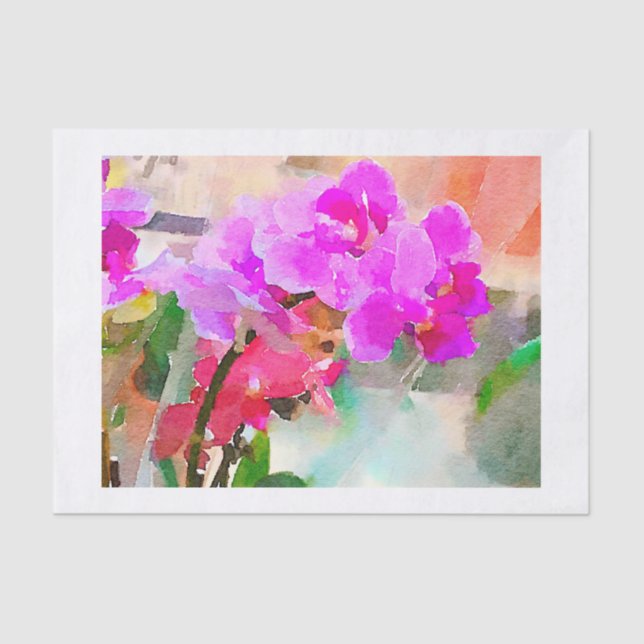 Watercolor Orchids Tissue Paper (Front)