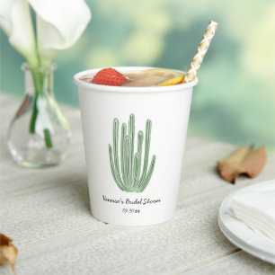 Watercolor Organ Pipe Cactus Bridal Shower Paper Cups