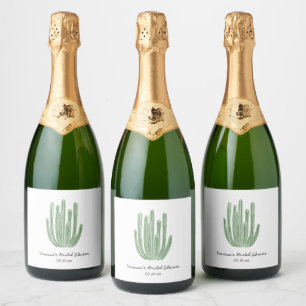 Watercolor Organ Pipe Cactus Bridal Shower Sparkling Wine Label
