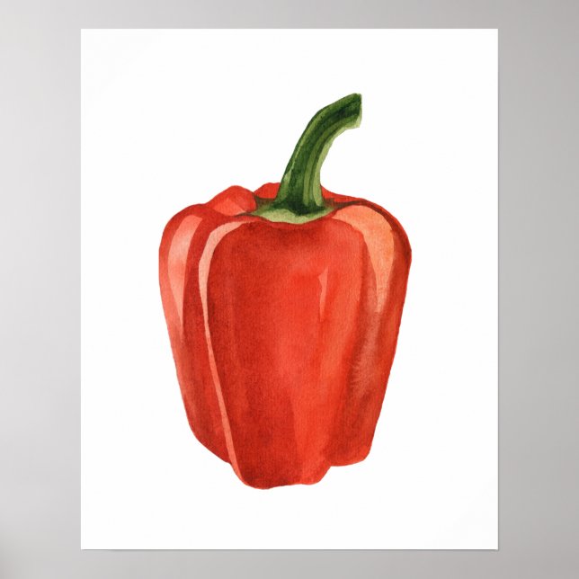 Watercolor Organic Red Bell Pepper Poster (Front)
