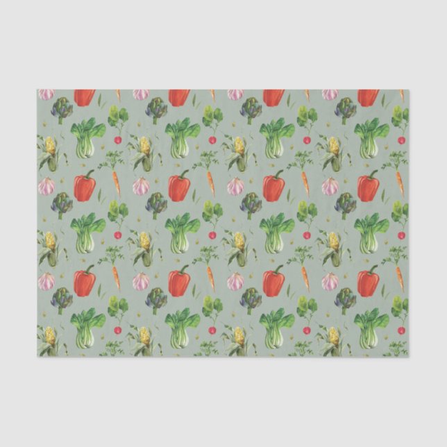 Watercolor Organic Vegetables Tissue Paper (Front)