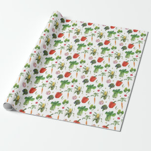 Watercolor Organic Vegetables Wrapping Paper