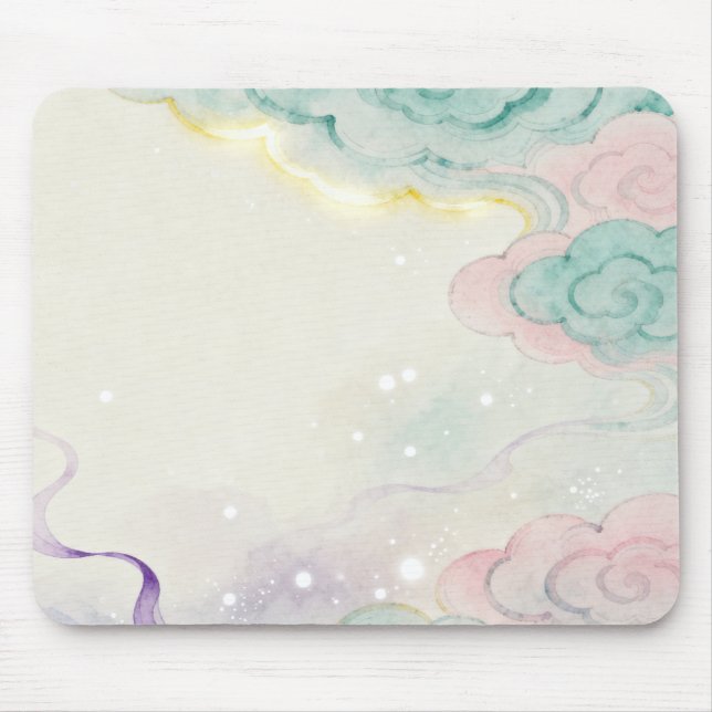 Watercolor Oriental Cloud Fantasy Mousepad (Front)