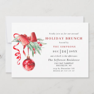 Watercolor Ornament CHRISTMAS HOLIDAY BRUNCH Invitation