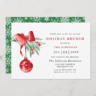 Watercolor Ornament CHRISTMAS HOLIDAY BRUNCH Invitation