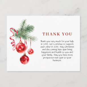 Watercolor Ornament Christmas Holiday Thank You Postcard