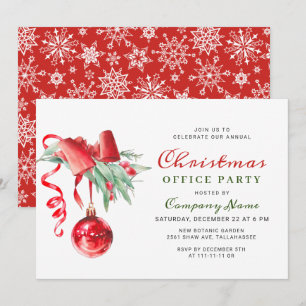 Watercolor Ornament Corporate Christmas Party Invitation