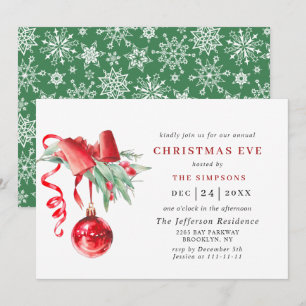 Watercolor Ornament Holiday CHRISTMAS EVE Invitation