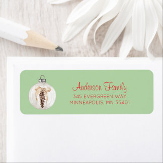 Watercolor Ornament with Pinecone Christmas Card